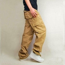 Mens Outdoor Military Loose Cotton Cargo Long Pants Trousers Casual Combat Sz
