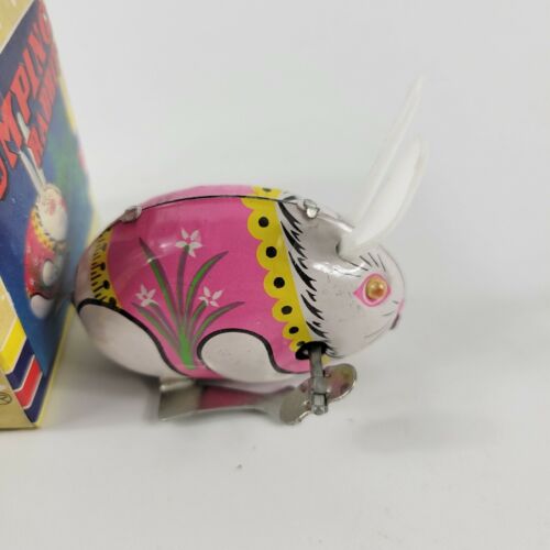 Vintage Metal Windup Jumping Rabbit Toy 2 inches in Box MS083 With Key Easter - Picture 6 of 8