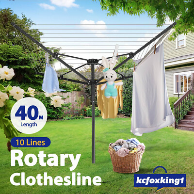 10 Line Rotary Clothesline Laundry Clothes Hanging Line Drying Airer ...