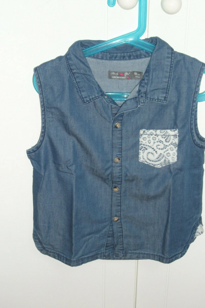 Gilet Sans Manches Zippé Bleu Funky Vintage - Taille Fille 10-12 Ans, Occasion En Très Bon état