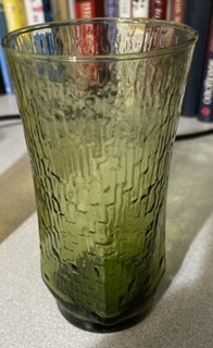 Avocado Green Crinkle Glass Tumbler