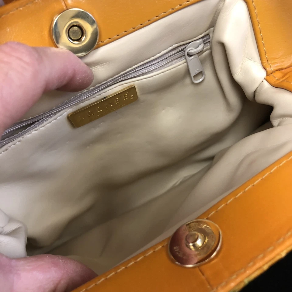 De Colección Años 80 J Renee PIEL DE SERPIENTE TROPICAL SUNBURST CLUTCH Bandolera COCKTAIL Cartera Foto 3 de 4