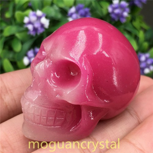 1.5" 1PC Red Luminous Stone Carved Quartz Crystal Skull reiki Healing