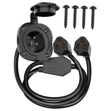 15 Amp AC Port Plug, 125V Power Inlet Socket with Waterproof Cover 