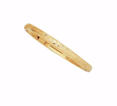 Baby Kids Textured Diamond Cut Bangle Bracelet Real Solid 10K Yellow Gold 5''