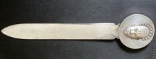 SUPERB CRISTOFLE FRANCE BENIN MASK IBRU FISH TOPPED SILVER PLATE LETTER OPENER 