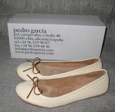 NEW PEDRO GARCIA GIZA-TS WHITE TOSCANA BALET FLATS SLIP-ON SHOES EU 39.6 US 8
