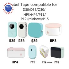 3Rolls White Label Tape 12mmx40mm Compatible with Phomemo D30 D35 Maker