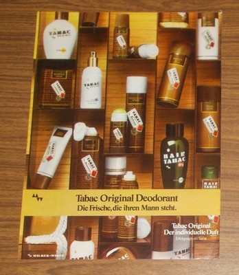 Seltene Werbung TABAC ORIGINAL Deodorant - Frische, die ihren Mann steht 1980