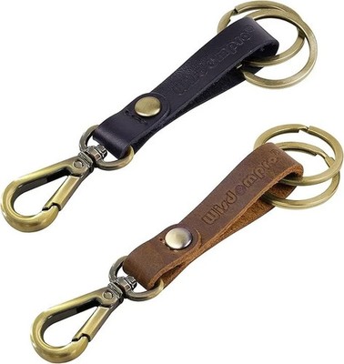 2 Pcs Genuine Leather Keychain, Key Chain with Belt Loop Clip for Keys