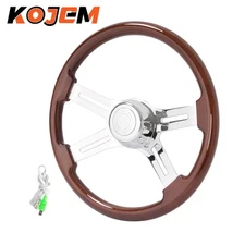 4 Spoke 18" For 1986+ Freightliner Kenworth Peterbilt Volvo  Wood Steering Wheel