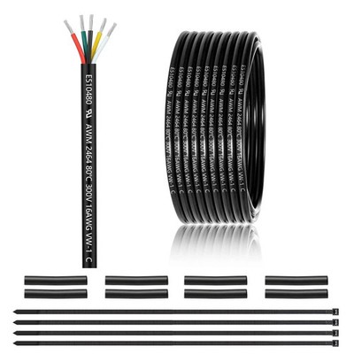 16 Gauge 5 Conductor Electrical Wire 25FT, UL 2464 16 AWG 5 Wire Cable Tinned Co