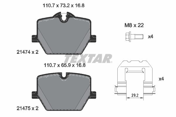 Textar Bremsbelagsatz, Scheibenbremse 2147401 FüR BMW Toyota-image