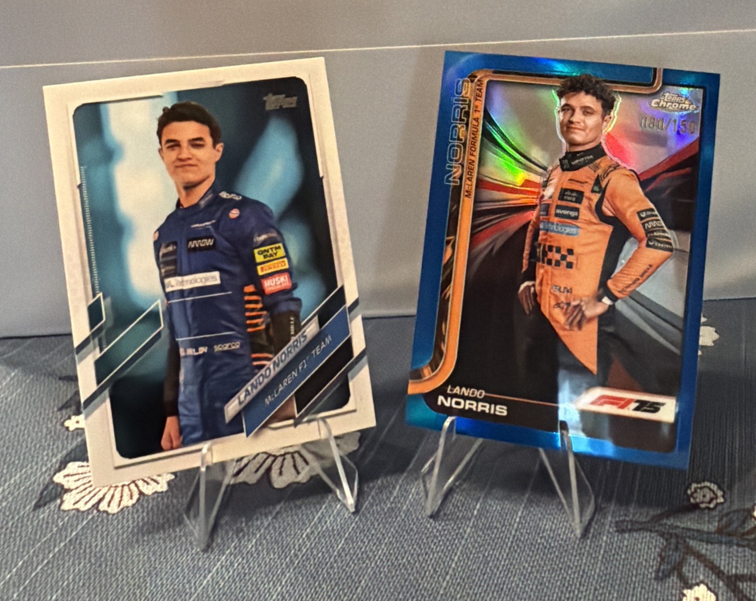 Formula One, Lando Norris Topps 2021 #6 + Chrome 2025 Blue Refractor 80/150, #5