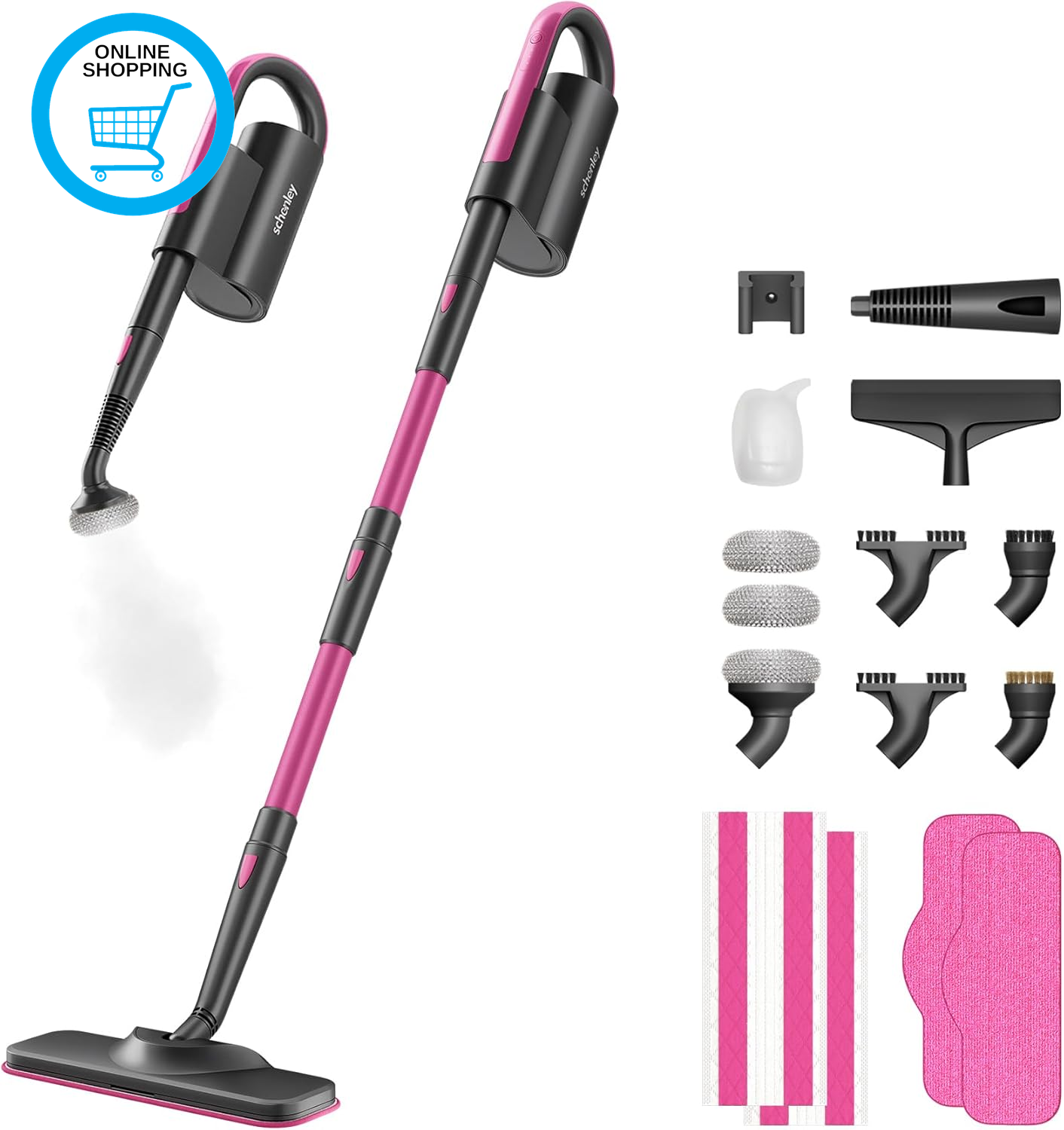 Steam Mop with Detachable Handheld Steam Cleaner, 19-In-1 Multi-Purpose Steam Mo