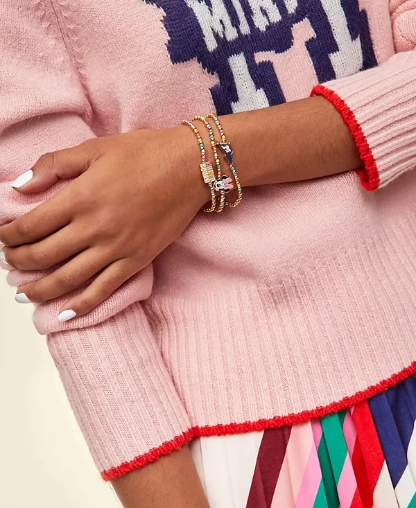 Juego de 3 brazaletes Baublebar x Disney dorados Minnie Mouse Cheer Squad para mujer Foto 4 de 4