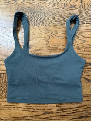 Athleta Transcend Square Neck Crop Sports Bra Tank XS Blue-Gray Longline