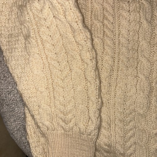 Carraig Donn Made In Ireland Vintage Traditional Unisex Aran Sweater In Cream, $59.99 - Photo 14