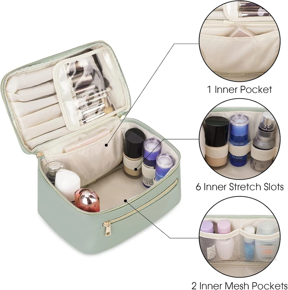 Bolsa de Maquillaje Wandering Nature - Organizador de Cosméticos de Viaje de Cuero Vegano con Cepillo Foto 4 de 4