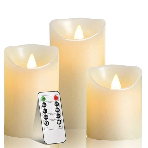 Biyanuo LED Candles, Flameless Battery Candles 4" 5" 6", Real 3 PACK, Ivory - product listing photo