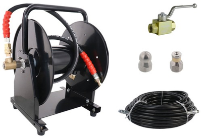 #ad Scheiffer Sewer Jetter Kit Ball Valve Hose Reel 3 8quot; x 100#x27; Hose and Nozzles $454.99
