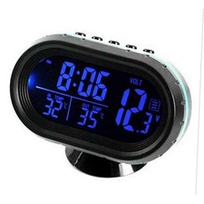 Car Digital Thermometer Clock, Car Digital Temperature Dashboard Clock, Blue