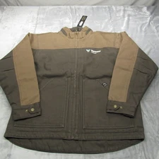 Dri Duck Work Jacket Men Brown Large Canvas Duck Rugged Full Zip Insulated Quilt