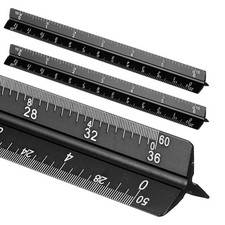 2 Pcs 7 Inch Imperial Architectural Triangular Scale Ruler Large Scale, Black