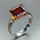 Unique Jewelry Natural Hessonite Ring 925 Sterling Silver Size 7.75 /R471525
