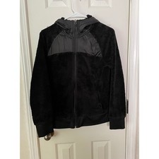 The North Face Womens Black High Pile Fleece Full Zip Hoodie Jacket Small S/P