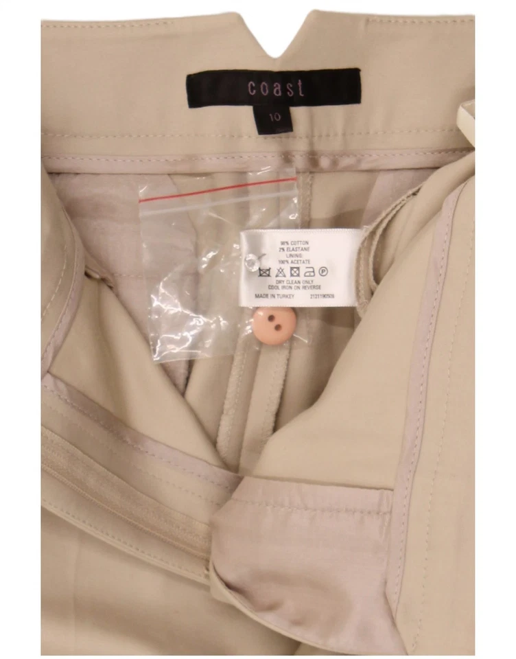COAST Womens Bootcut Suit Trousers UK 10 Small W27 L32 Beige Cotton CJ07 - Image 4 of 4