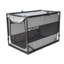Large Dog Crate Portable Folding Pet Cage with Mesh Panels 70 lb Capacity Gray