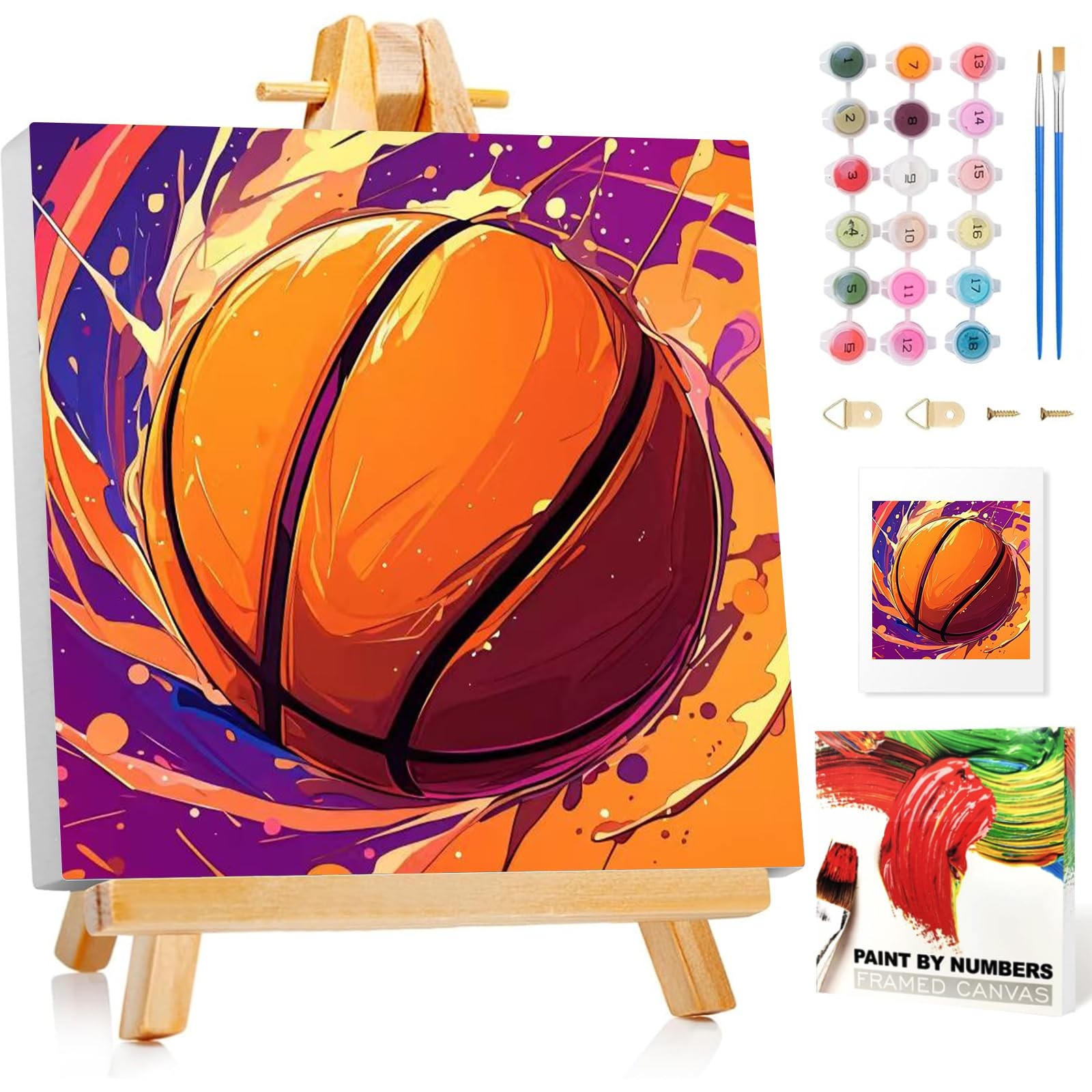 Peinture numéro enfant basketball activité manuelle calme pour chambre ado