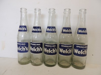 Vintage Welch s Sparkling Grape Soda Glass Bottle 10 Oz Heavy Lot of 5