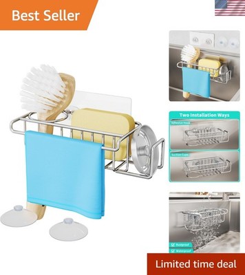 Compact Stainless Steel 4-in-1 Sink Organizer for Kitchen Essentials - Silver