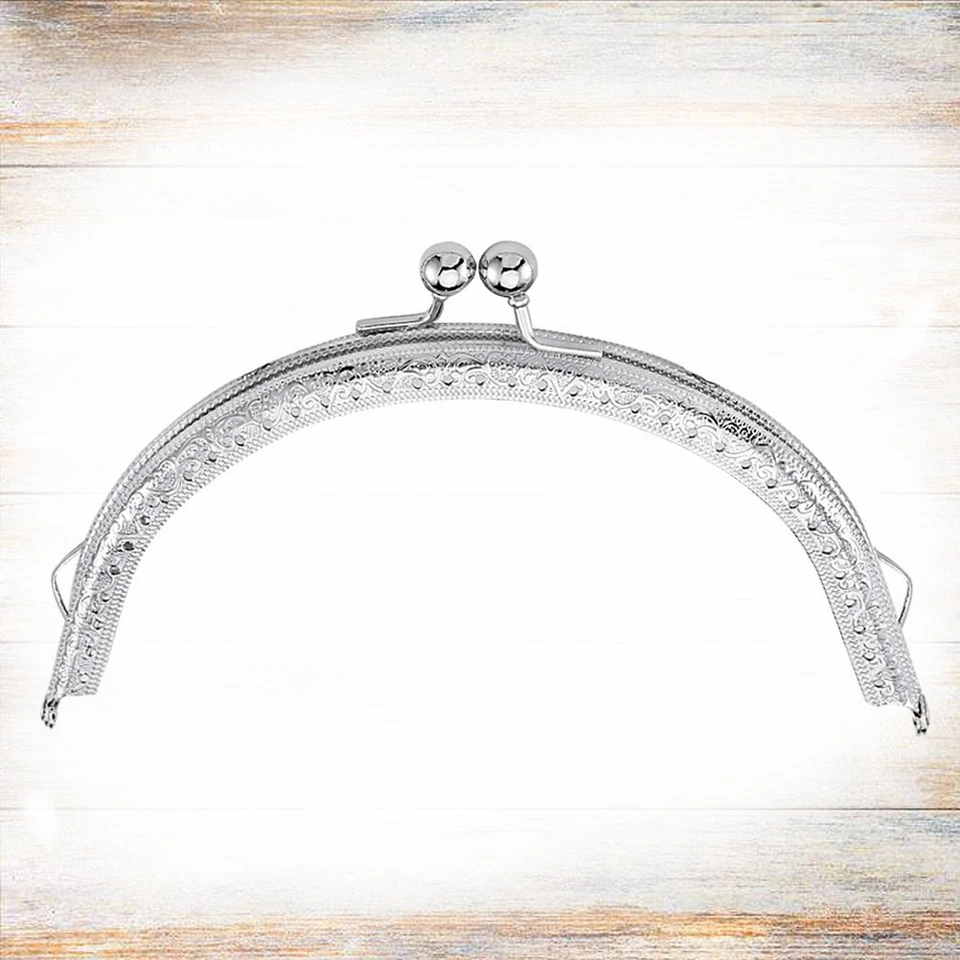 8,5 cm Halbkreisbogen Eisen Geldbörse Rahmen Münztüte Dekorative Silber Perlen - Bild 2 von 4