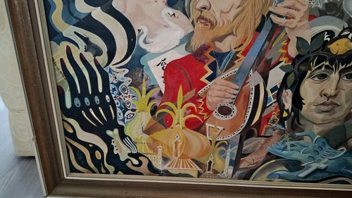 Vintage Incredible String Band painting from 1969 by Bill Gall Antiques Roadshow - Picture 5 of 14