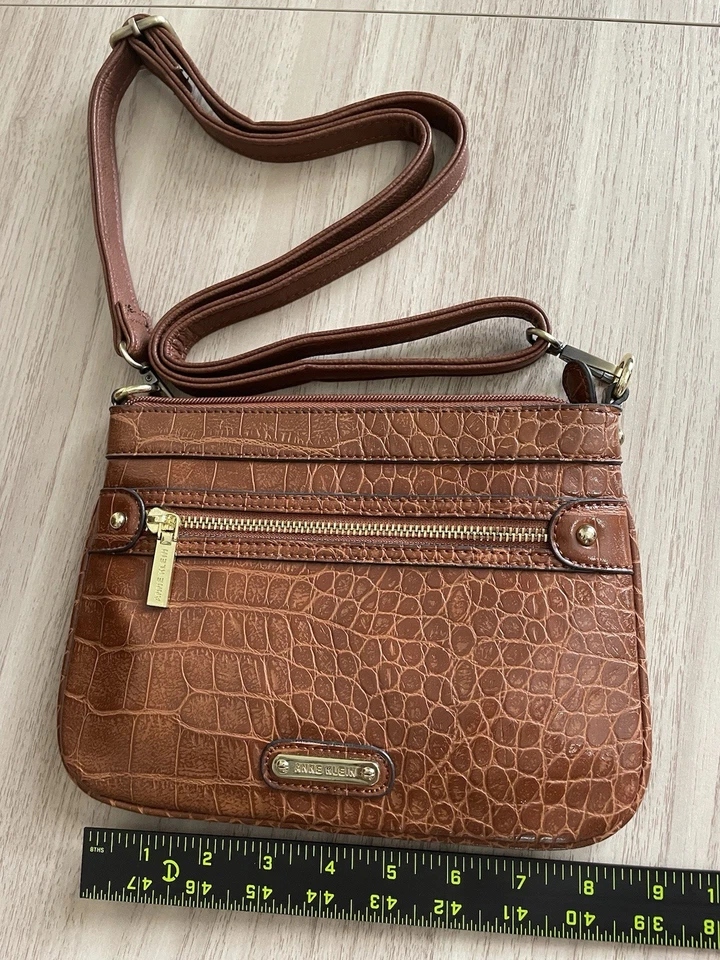 Bolso Bandolera Anne Klein Imitación Cuero Caimán Marrón Bolso de Hombro Bolso de Mano Foto 4 de 4
