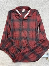 Cat  Jack Boys Large 10/12 Plaid Holiday Long Sleeve Button Front Pajama Set