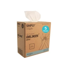 Dri-Wipe S800 by SMPLY Brands – Heavy-Duty Disposable Wipes, 5 Boxes of 80 (4...