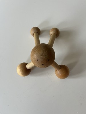 Vintage 90s The Mr. Happy Massager Wooden Smiley Face Full Body Massager. Used