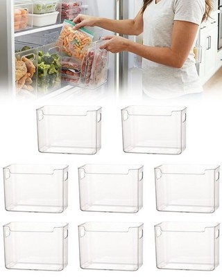 Crystal Clear Freezer Storage Bins - 4 Pack Clear Plastic Bins，Kitchen Organizer