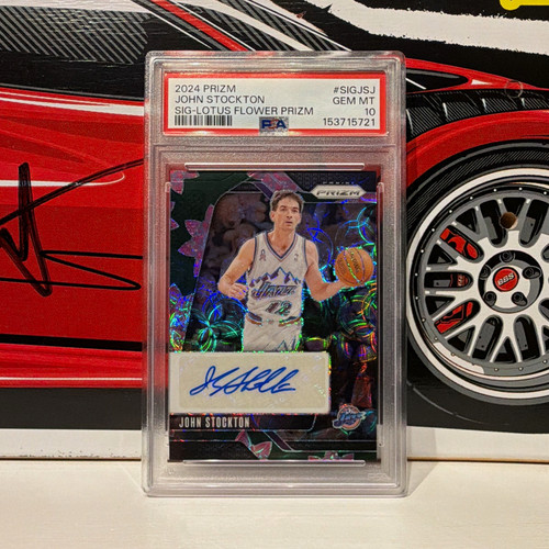 Panini Prizm 2024-25 John Stockton Signatures Lotus Flower Auto /18 PSA 10