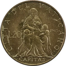 Vatican City - 20 Lire - 1963 - AUnc - Caritas