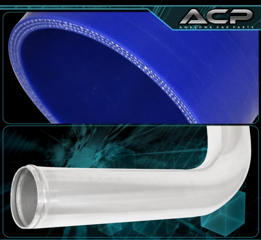 Intercooler de aluminio 27,5" X 2,7" X 7" + Kit de tuberías hágalo usted mismo de 2,5" + Acopladores Jdm Foto 2 de 3