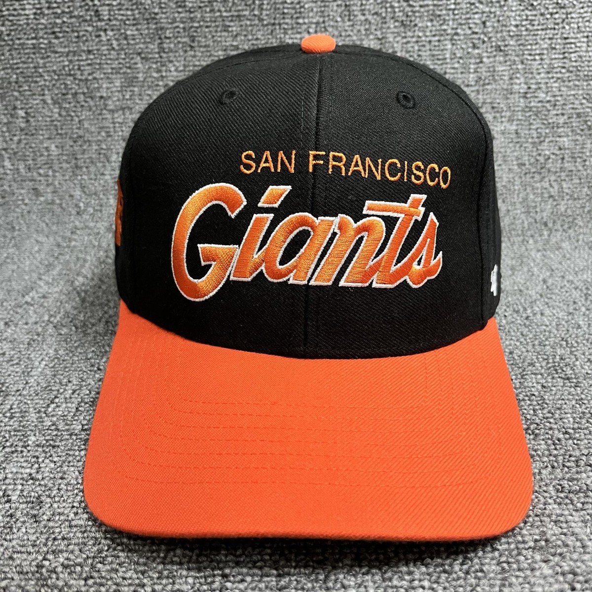 '47 Brand San Francisco Giants MLB Captain Snapback Hat Black Orange Flat Brim N