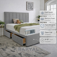 LUXURY DIVAN BED SET WITH MATTRESS & HEADBOARD 4FT6 DOUBLE & 5FT KING SIZE