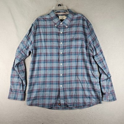 The Normal Brand Shirt Mens XLarge Blue Plaid Brushed Twill Flannel Style Soft