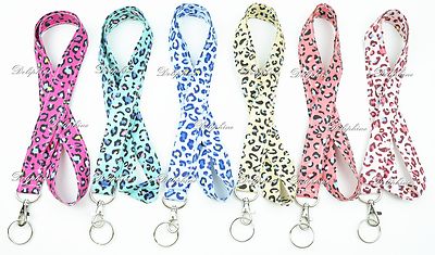 Leopard animal Print Fabric Neck LANYARD Keychain for Key ID badge Holder 