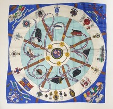 6075 A 1950s Commemorative Ladies' Head Scarf Winston Churchill's 80th Birthday